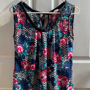 VERY LAST CHANCE!!!     Candie's Multi-Color Floral/Chevron Print Blouse